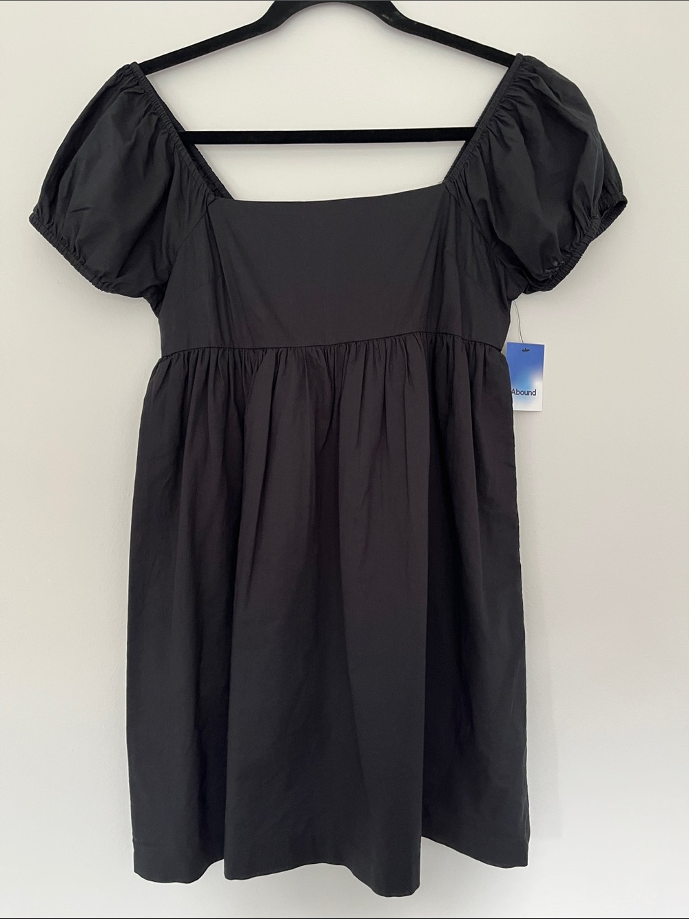 NWT Abound Women’s Dress Small Cotton Black Puff Sleeve Prairie Milkmaid Cottage